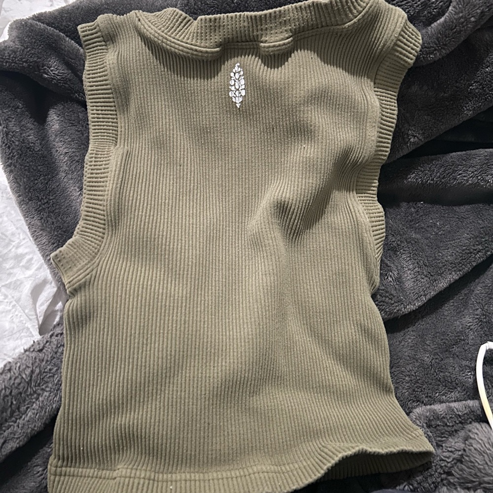 Free people Olive Sleeveless Ribbed Top
